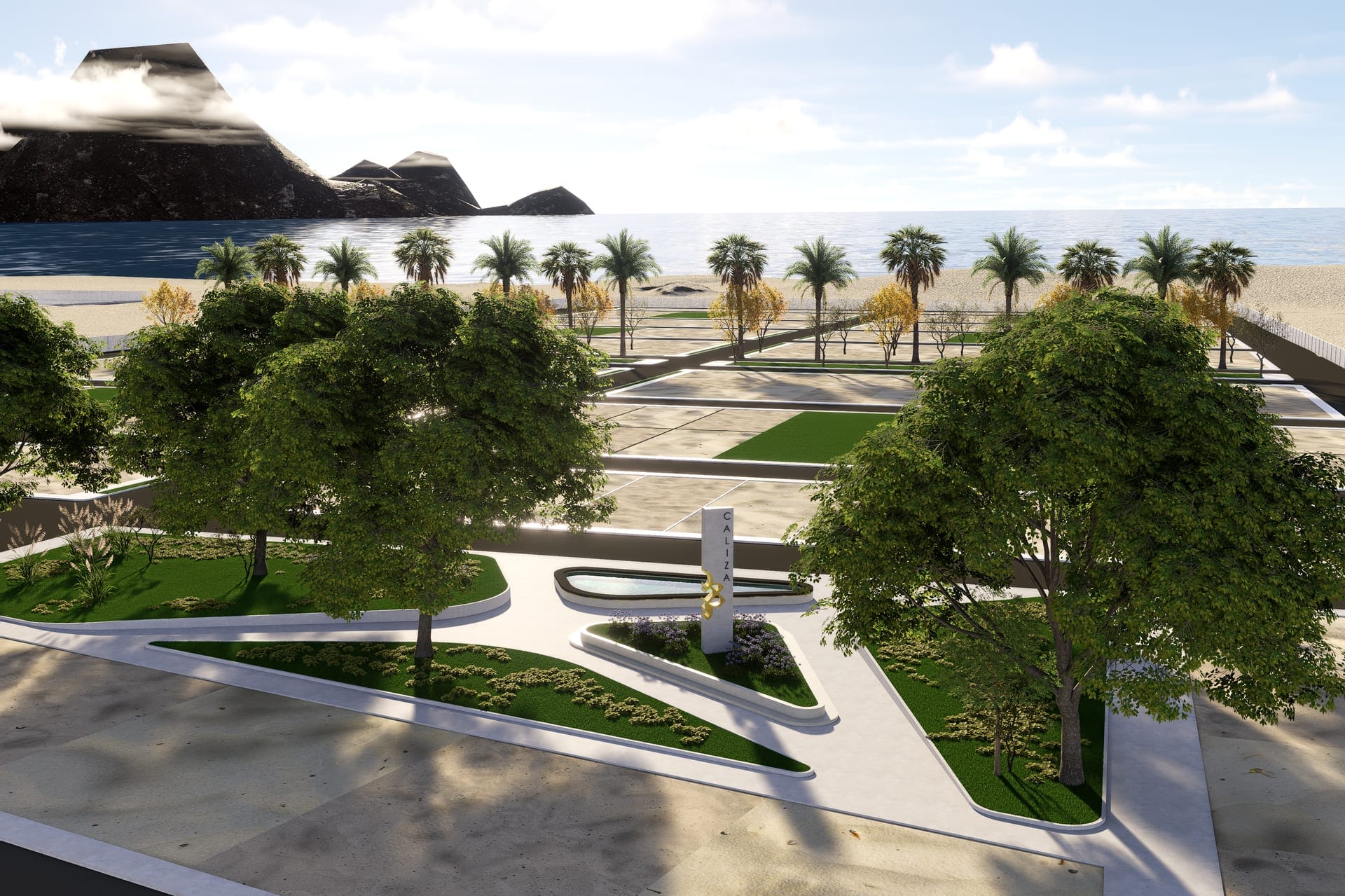 Pórtico de ingreso del proyecto Caliza en Puerto Malabrigo