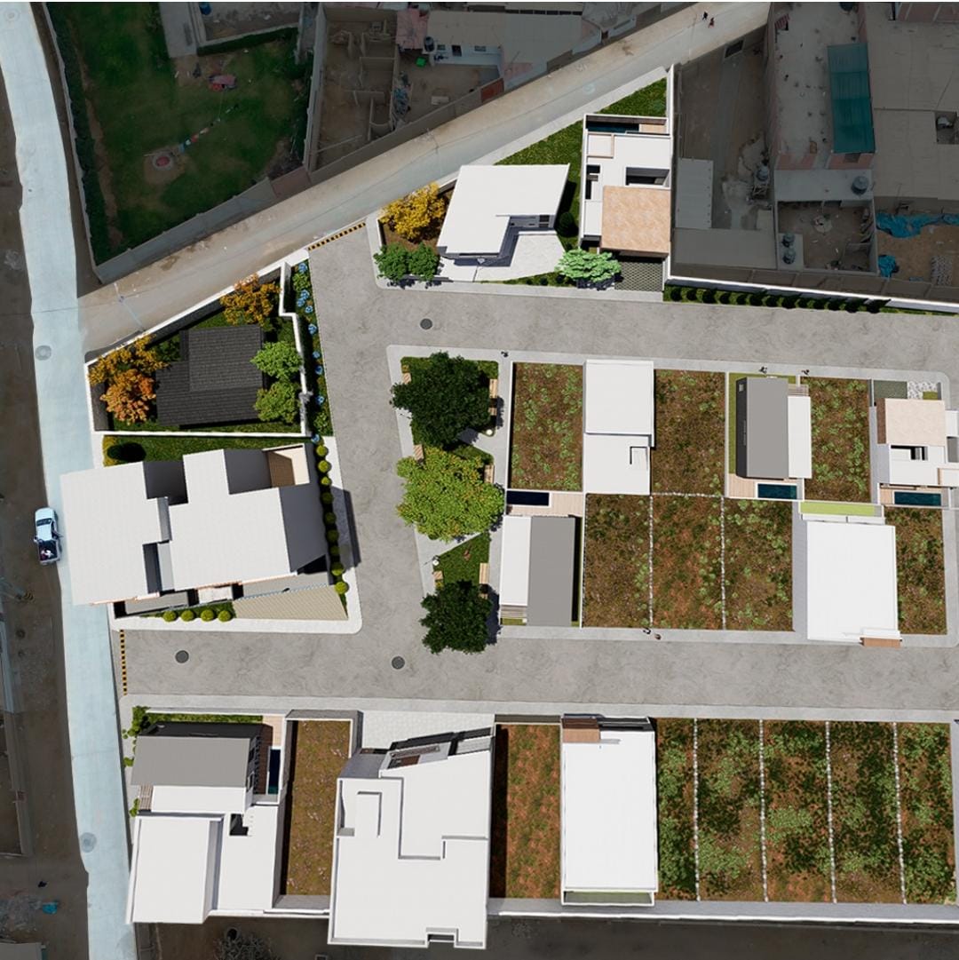 Plano aéreo del proyecto — Residencial Huanchaco
