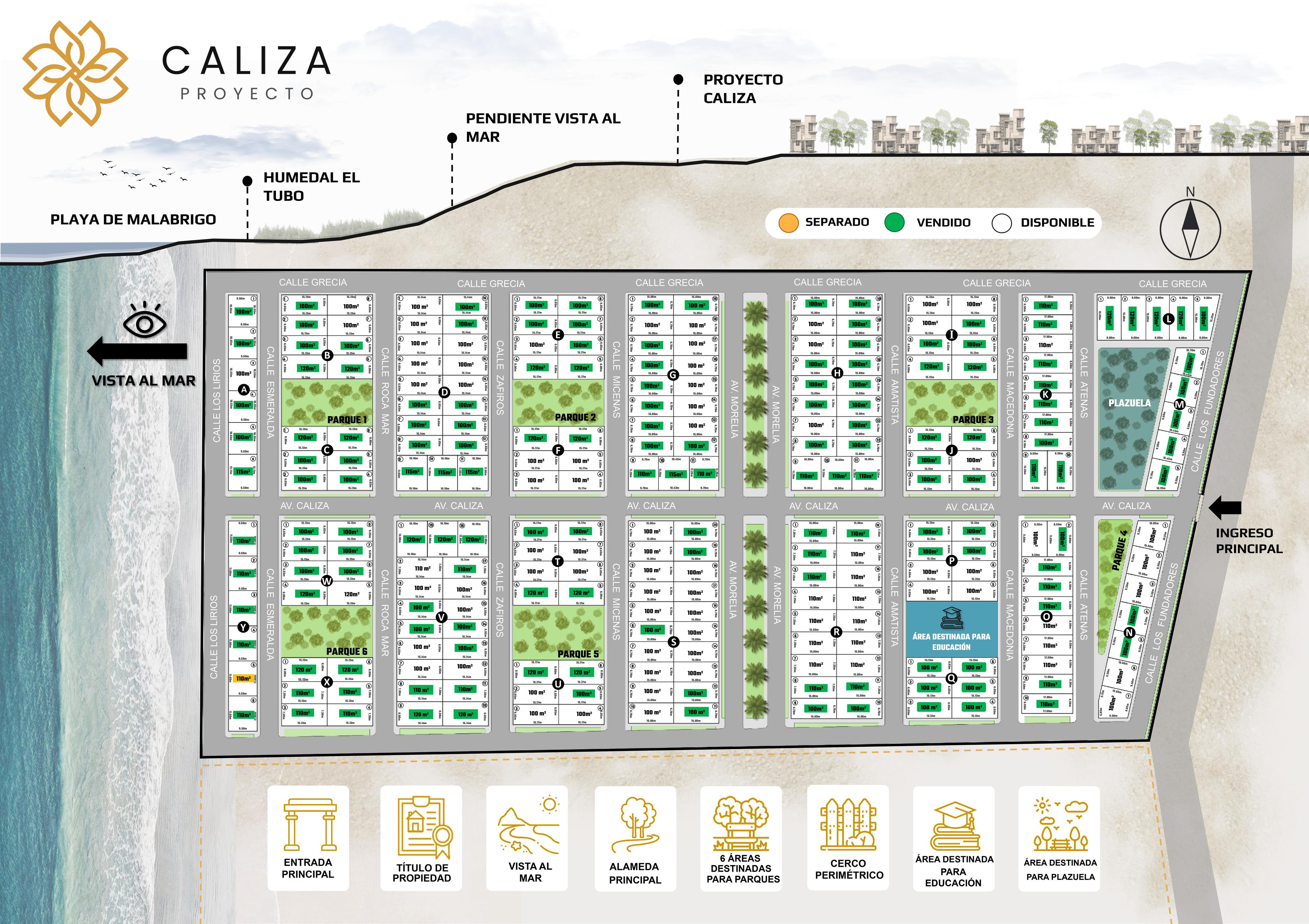 Plano de lotización del proyecto Caliza