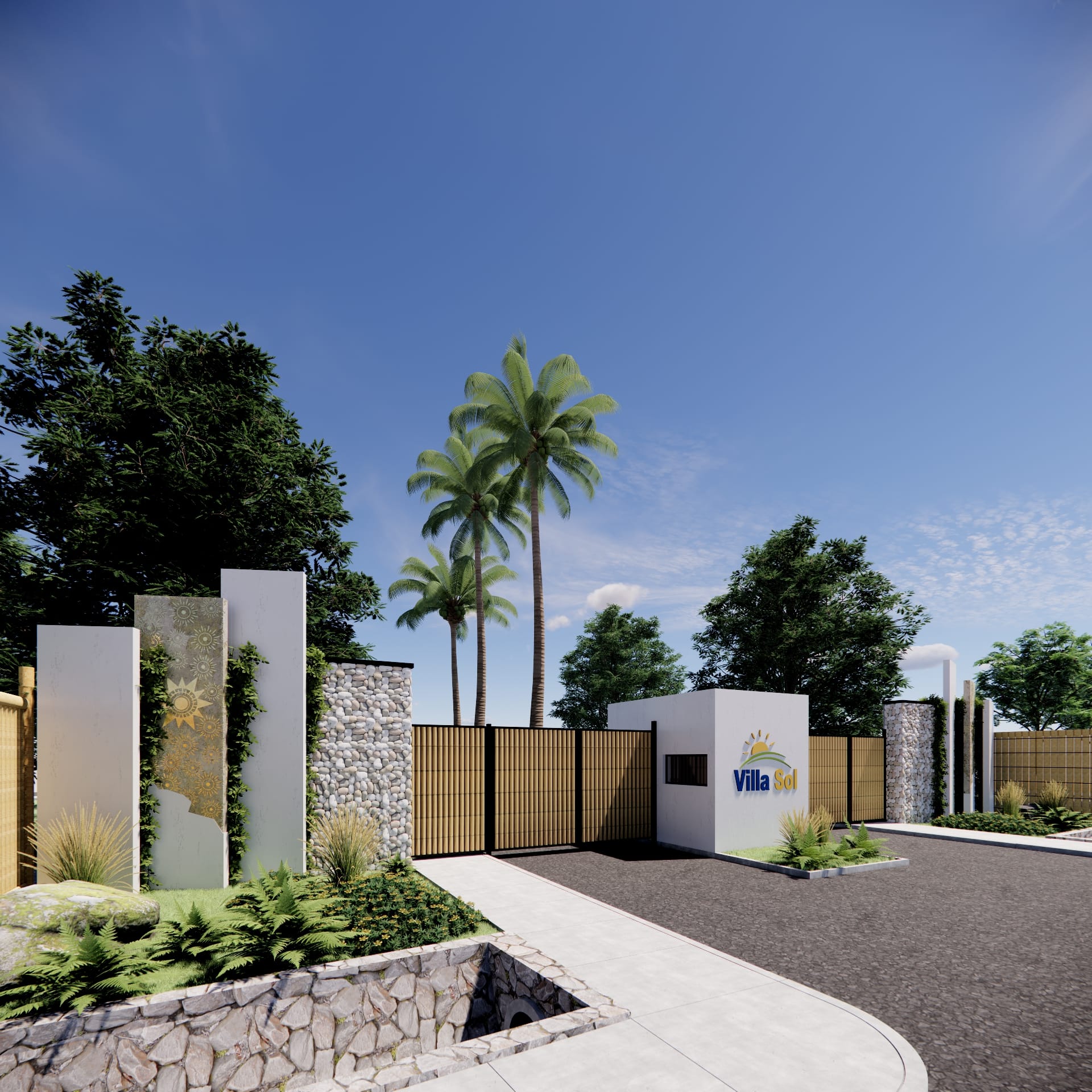 Pórtico de ingreso del proyecto Villa Sol en Paiján